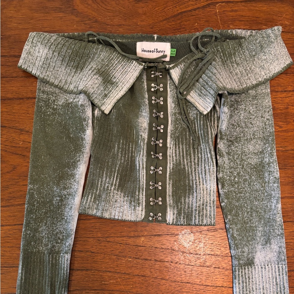 House of Sunny Green Ribbed Top